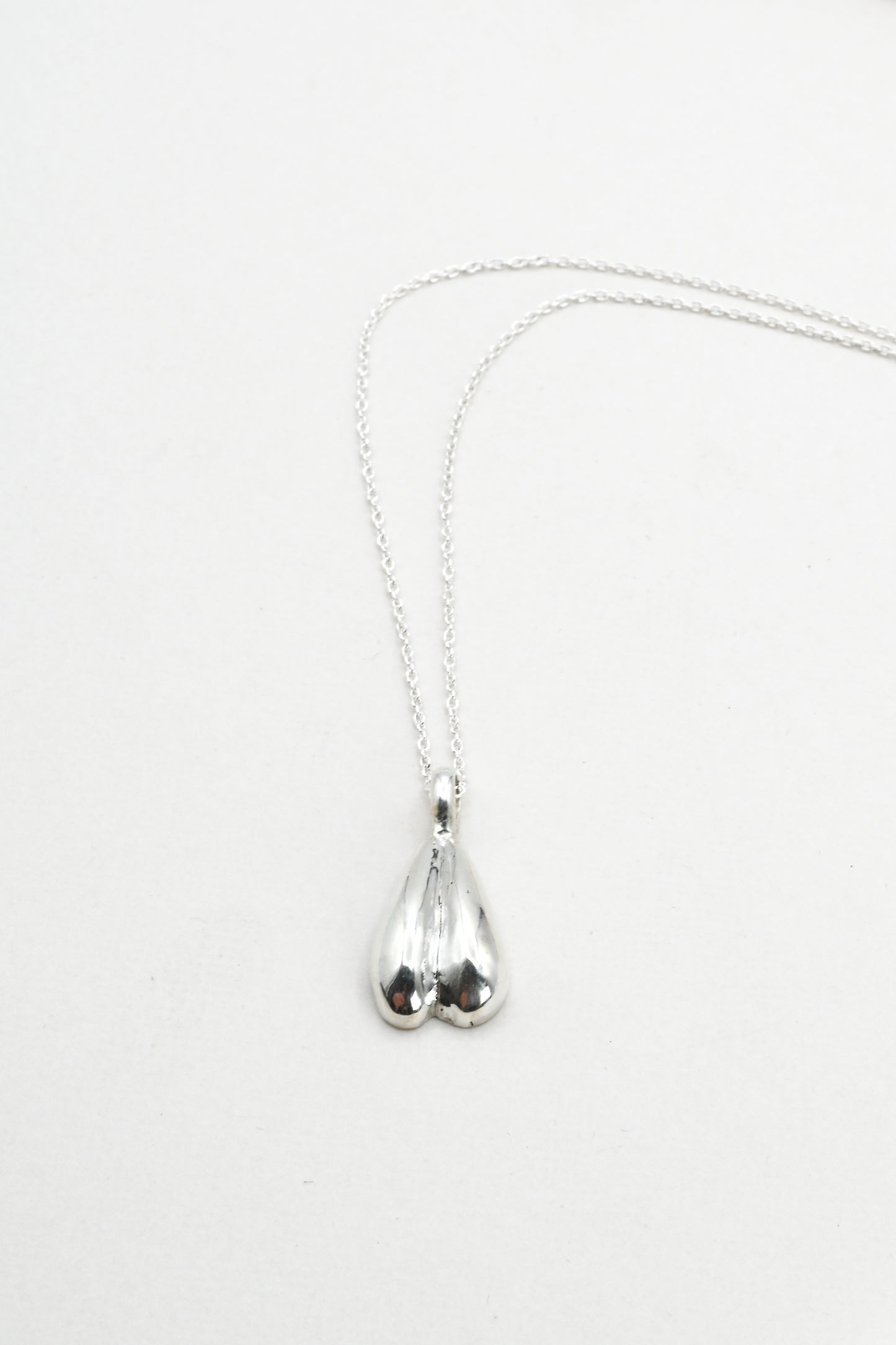 Androgynous double teardrop silver pendant necklace by Impurity Culture Jewelry