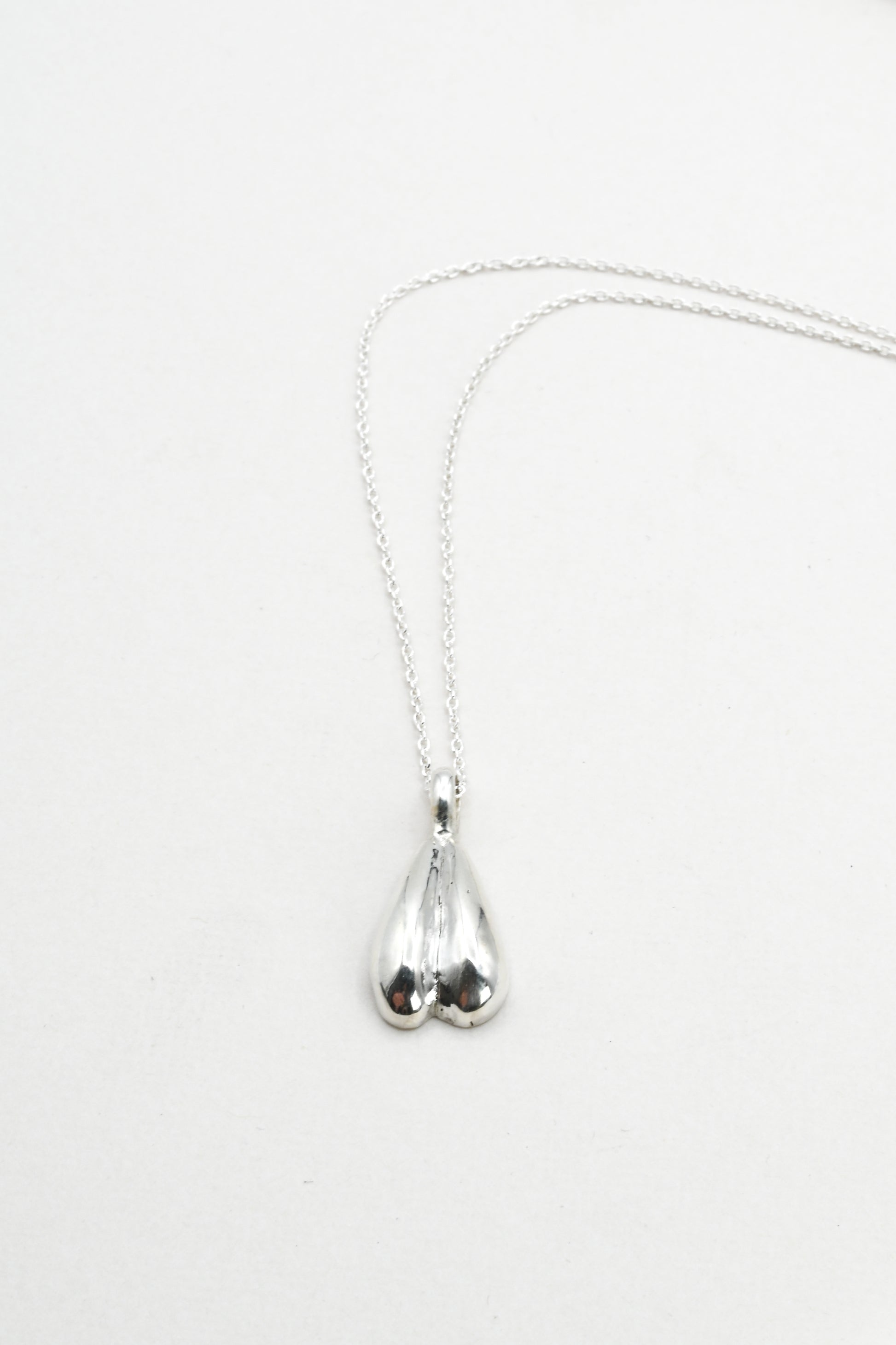 Androgynous double teardrop silver pendant necklace by Impurity Culture Jewelry