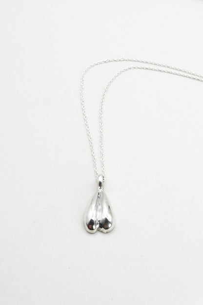 Androgynous double teardrop silver pendant necklace by Impurity Culture Jewelry