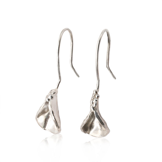 "Persephone" Earrings: Small Silver Vulva Wire Earrings