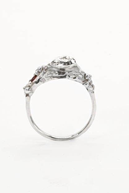 "Brigid" Impurity Ring: Sterling Silver Vulva Ring with Red Sapphire